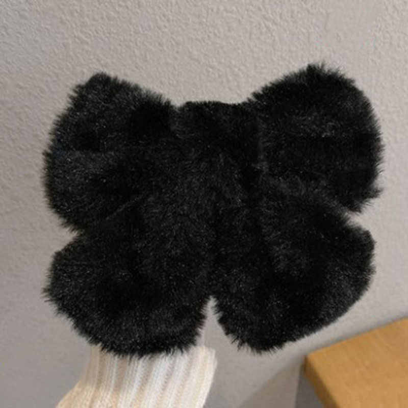 Black - Plush Large Bow Hair Clip