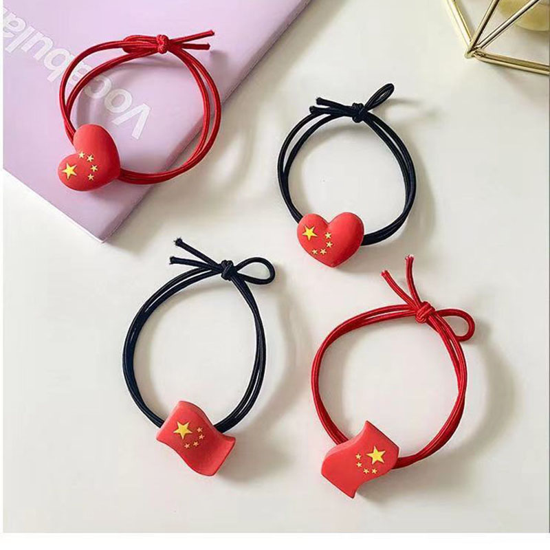 Five-star Red Flag Hair Clip Love Cute Head Rope Leather Band Manufacturer