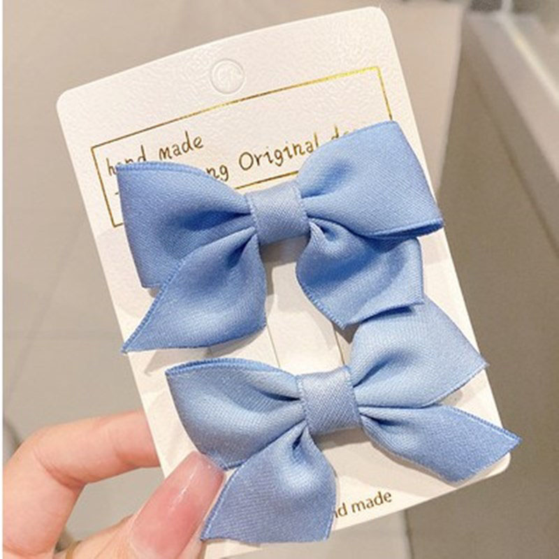 Blue Solid Color Children's Hair Clips A Pair