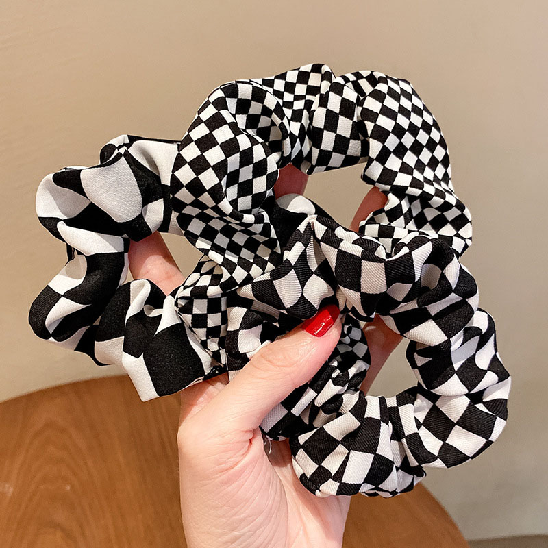 Black And White Plaid Large Intestine Hair Ring Simple Head Rope Manufacturer