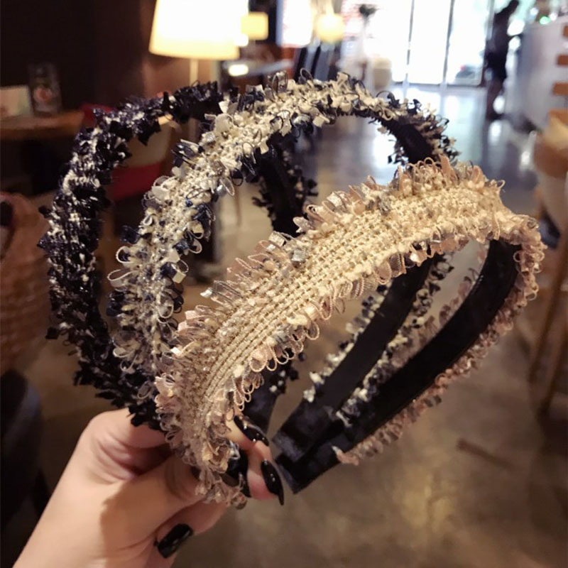 Woolen Side Weave Wide Edge Hair Bands Sweet And Simple Non-slip Supplier