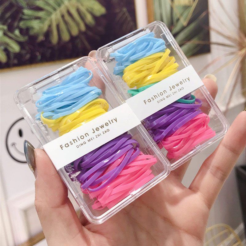 Tie Hair Ring Set Box Candy Color High Elasticity Disposable Hair Rope Supplier