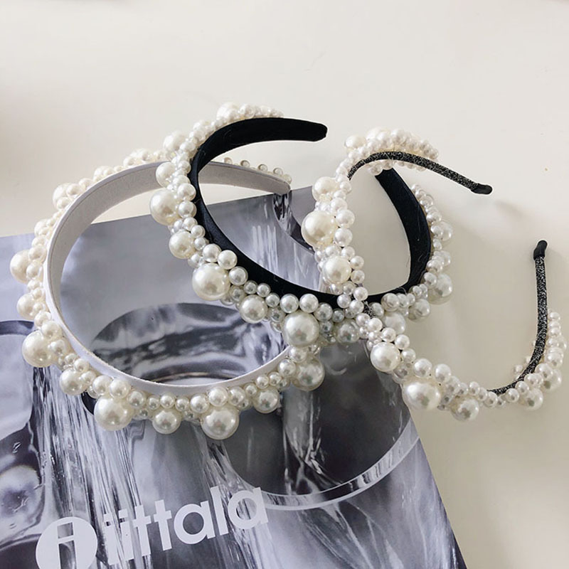 Pearl Flower Hair Band Wide Side Beaded Headband Supplier