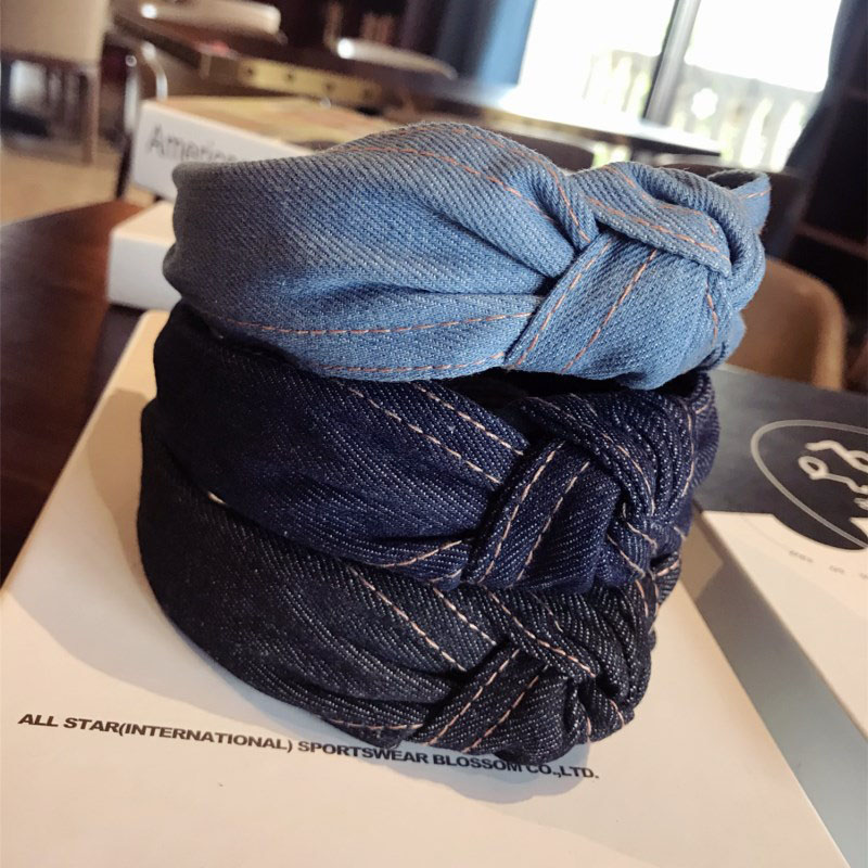 Denim Fabric Twisted Knot Hair Band Hair Simple Supplier