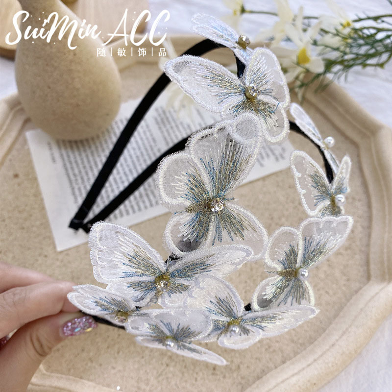Simulation Butterfly Hair Band Pearl Rhinestone Fine Edge Hair Cave Supplier