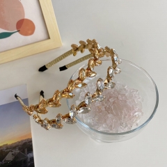 Alloy Rhinestone Leaf Hair Band Leaves Fine Edge Fashion Supplier