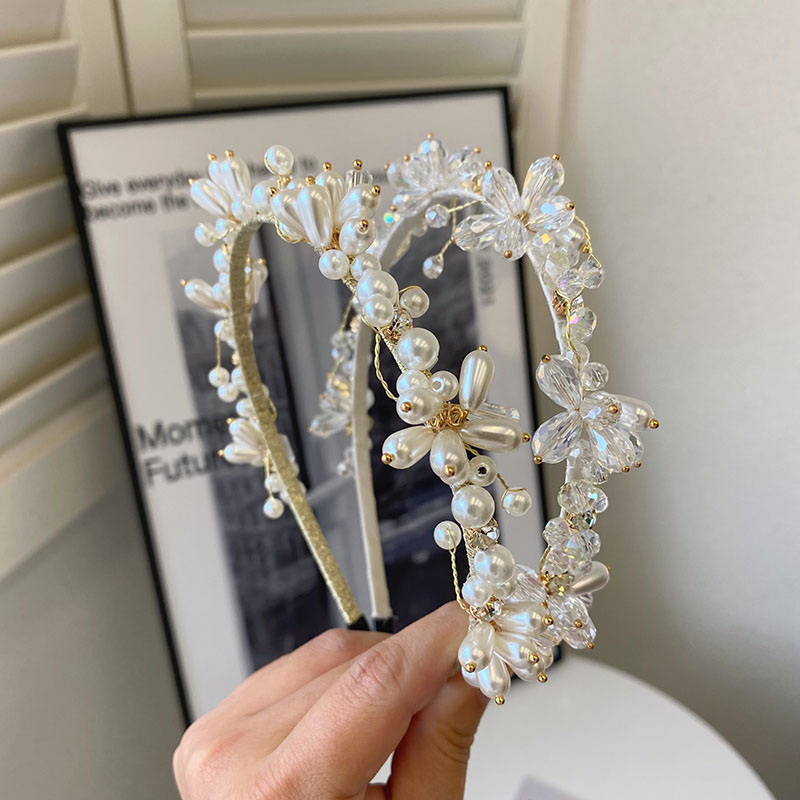 Pearl Hair Band French Crystal Flowers Baroque Bride Fine Headband Supplier