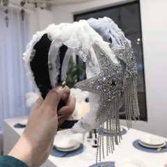 Star Fringe Wide Side Hair Band Lace Mesh Hair Headband Supplier