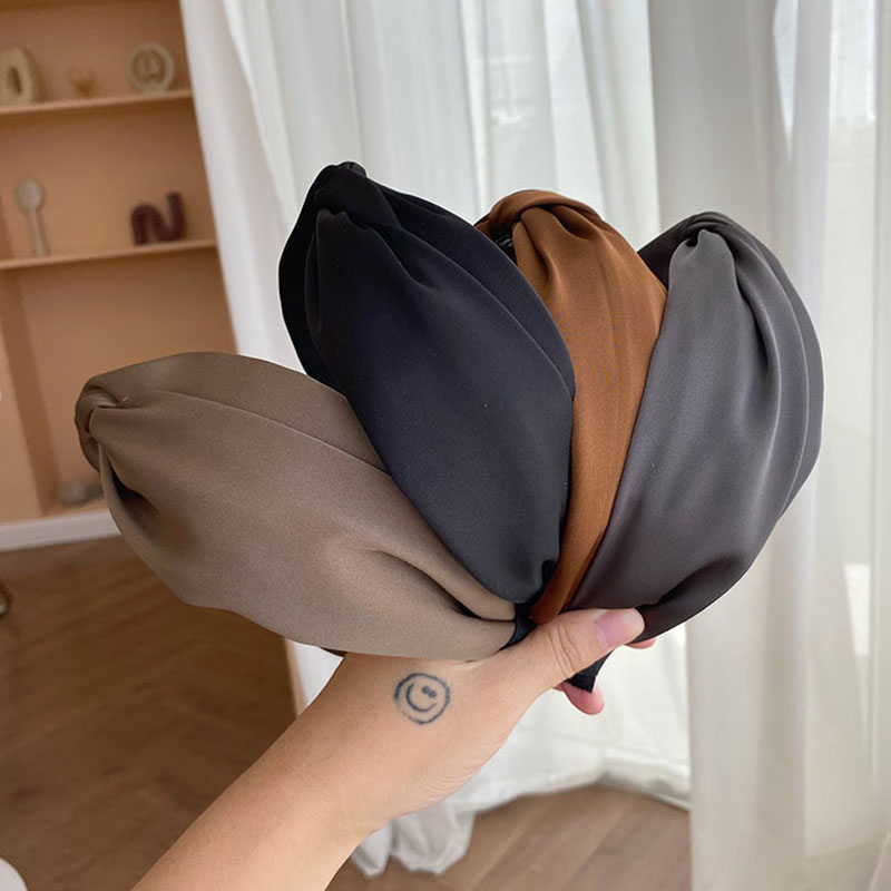 Simple Cross Broadside Hair Band Knotted High Cranial Top Satin Headband Supplier