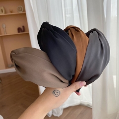 Simple Cross Broadside Hair Band Knotted High Cranial Top Satin Headband Supplier