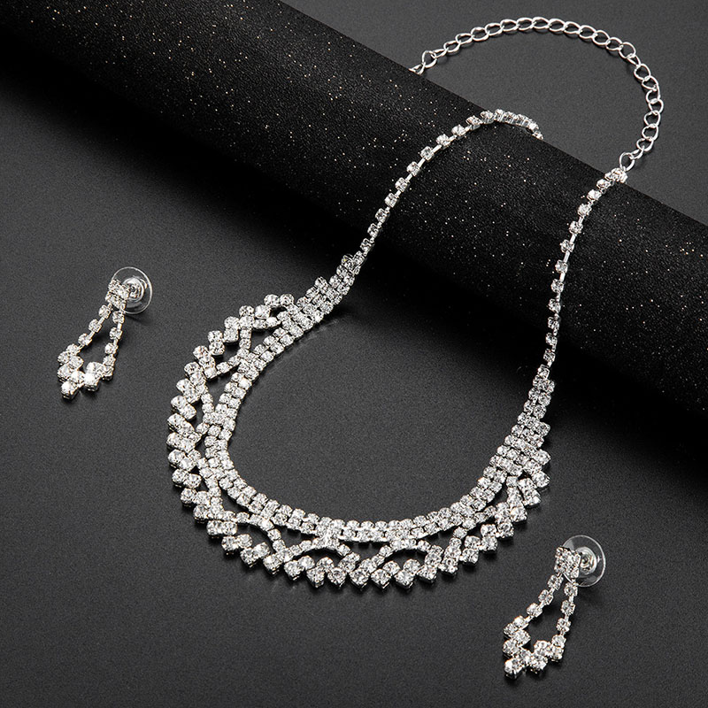 Atmospheric Diamond-set Bride Spot Necklace Earrings Two-piece Set Manufacturer
