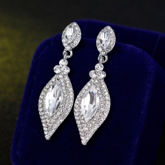 Hundred Alloy Diamond-set Diamond-shaped Crystal Earrings Manufacturer