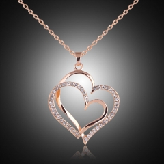 Double Heart Gold Plated Necklace Temperament Distributor