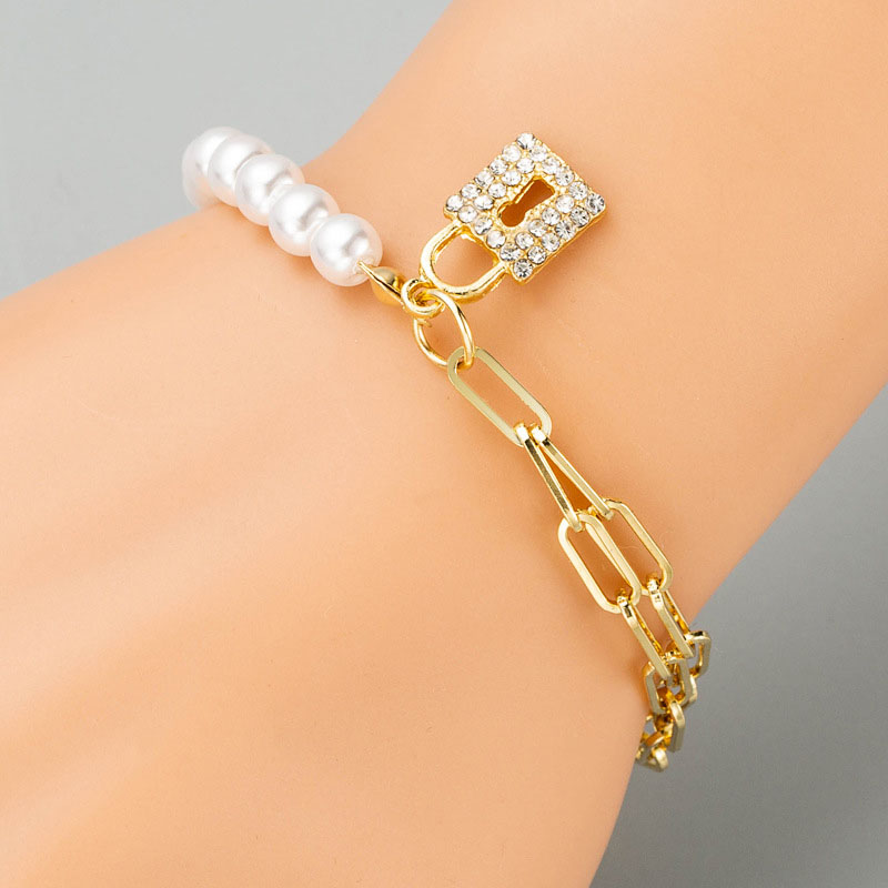 Love Chain Bar Bracelet Alloy With Pearls Multi-layer Bracelet Supplier