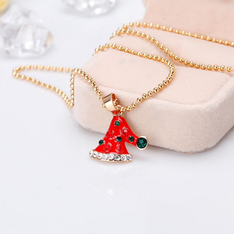 Cartoon Cute Christmas Hat Diy Drip Oil Necklace Manufacturer