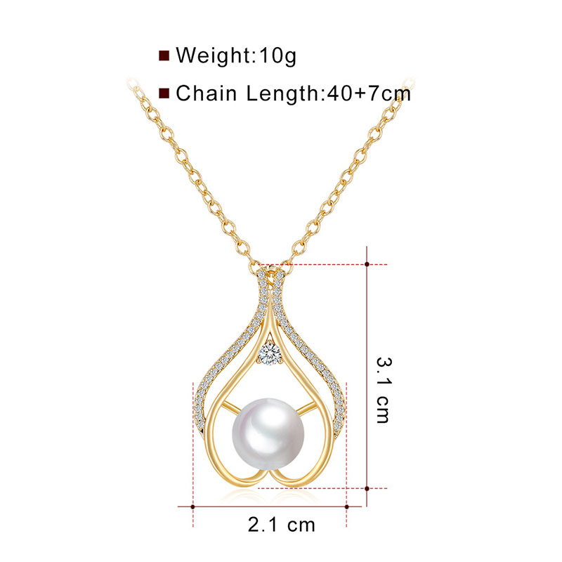 Simple Geometric Copper With Zirconium Pearl Necklace Fashion Shell Manufacturer