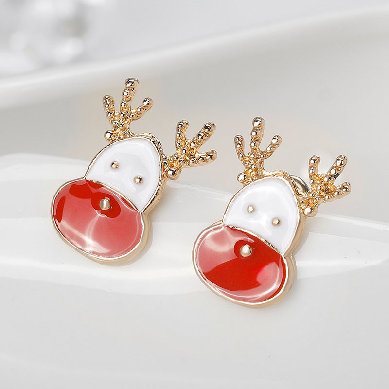 Fashionable Personalized Christmas Moose Earrings Alloy Painted Oil Earrings Distributor
