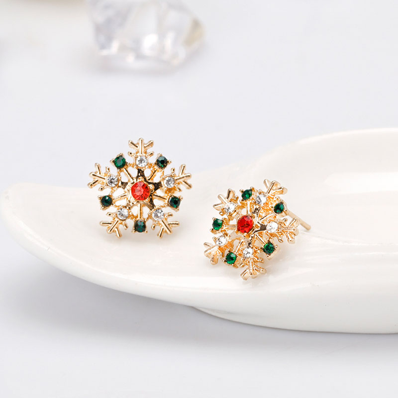 Christmas Fashion Creative Alloy With Diamonds Snowflake Earrings Manufacturer