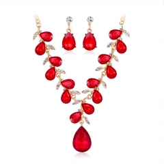 Colorful Drops Alloy Rhinestone Glass Necklace Set Manufacturer