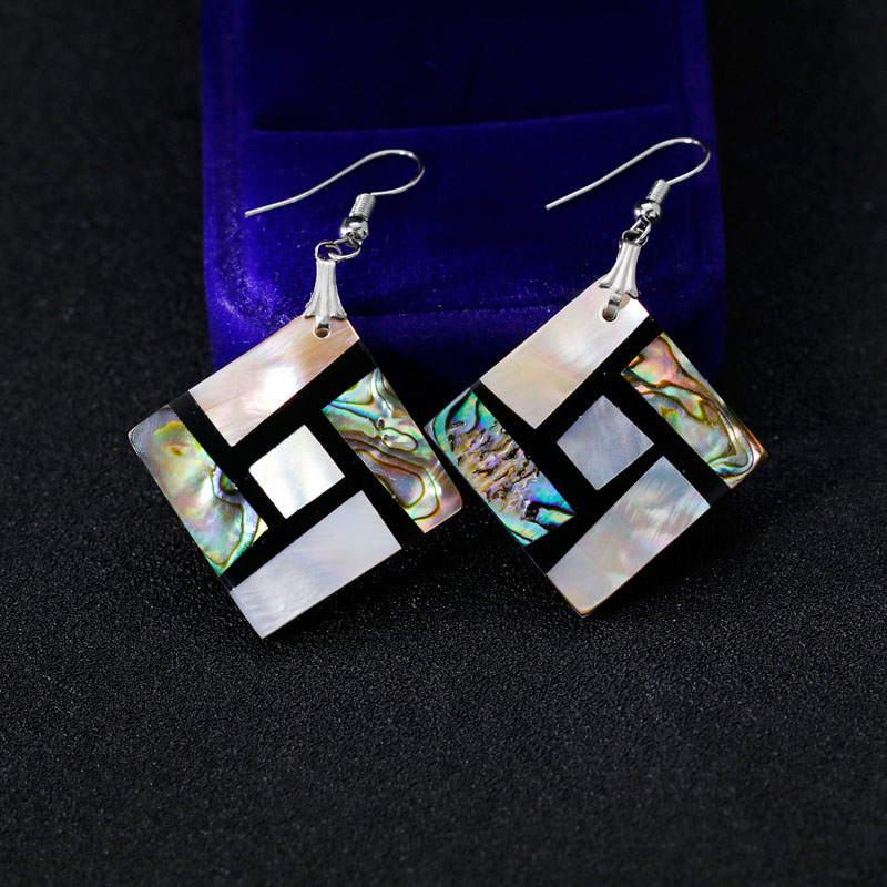Square Fashion Natural Abalone Shell Earrings Temperament Earrings Manufacturer