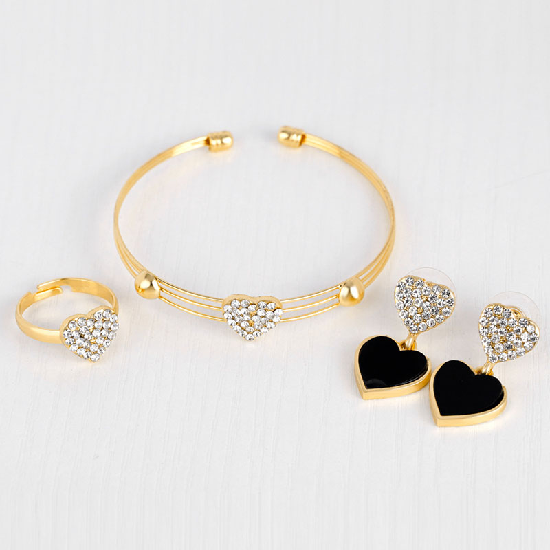 Black Love Pendant Necklace Earrings Ring Bracelet Set Of 4 Distributor