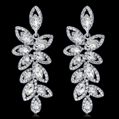 Airy Full Diamond Long Leaf Earrings Crystal Earrings Manufacturer