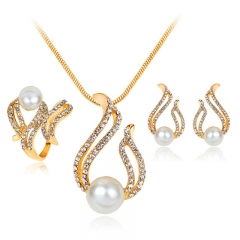 Simple Fashion Wedding Necklace Earrings Ring Set Of Three Distributor