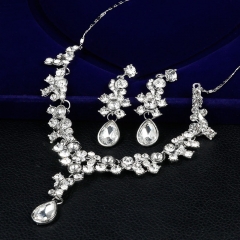 Broken Flower Tri-colour Rhinestone Bridal Necklace Earrings Set Manufacturer
