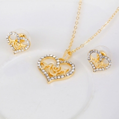Openwork Letter And Diamond Set Love Necklace Earrings Ring Bracelet Set Of 4 Distributor