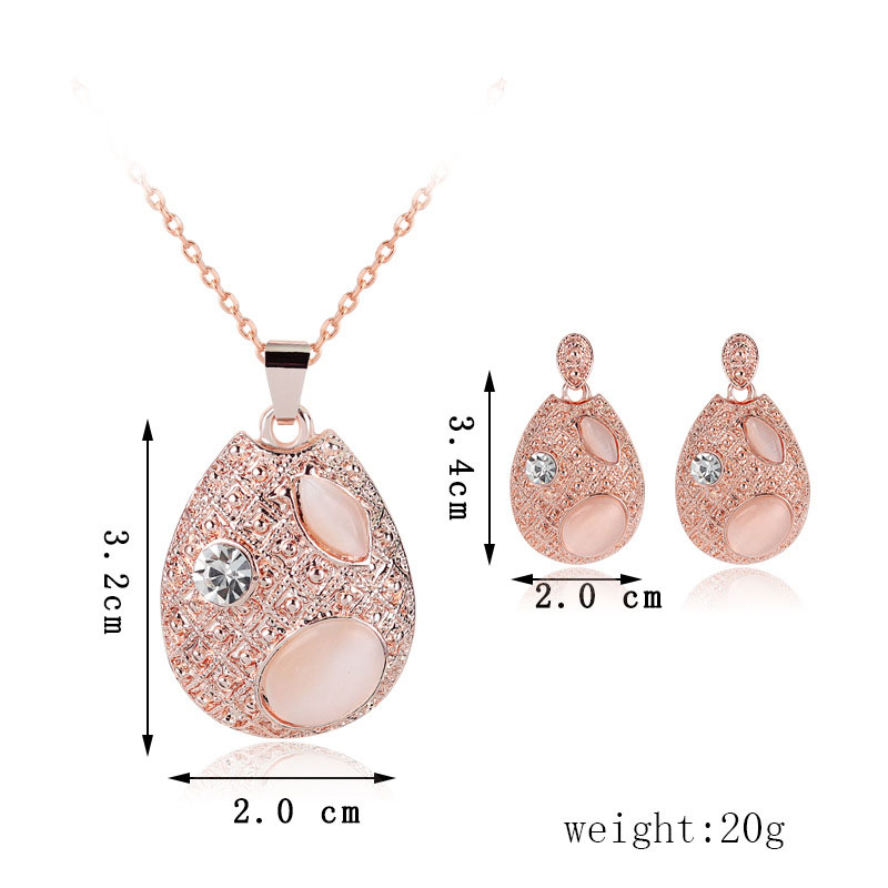 Fashion Inlaid Crystal Necklace Earrings Two-piece Set Distributor
