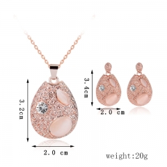 Fashion Inlaid Crystal Necklace Earrings Two-piece Set Distributor