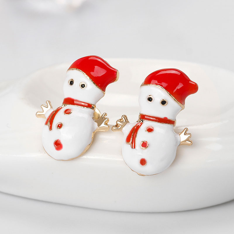 Christmas Snowman Earrings Fashion Alloy Oil Drip Earrings Distributor