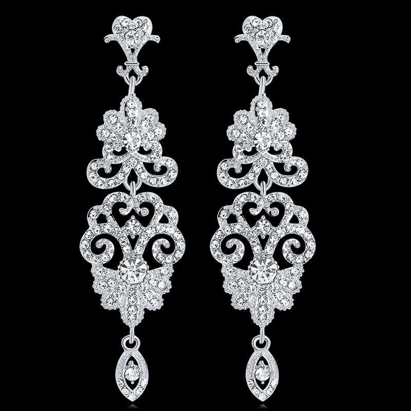 Bridal Crystal Peplum Upscale Wedding Earrings Manufacturer