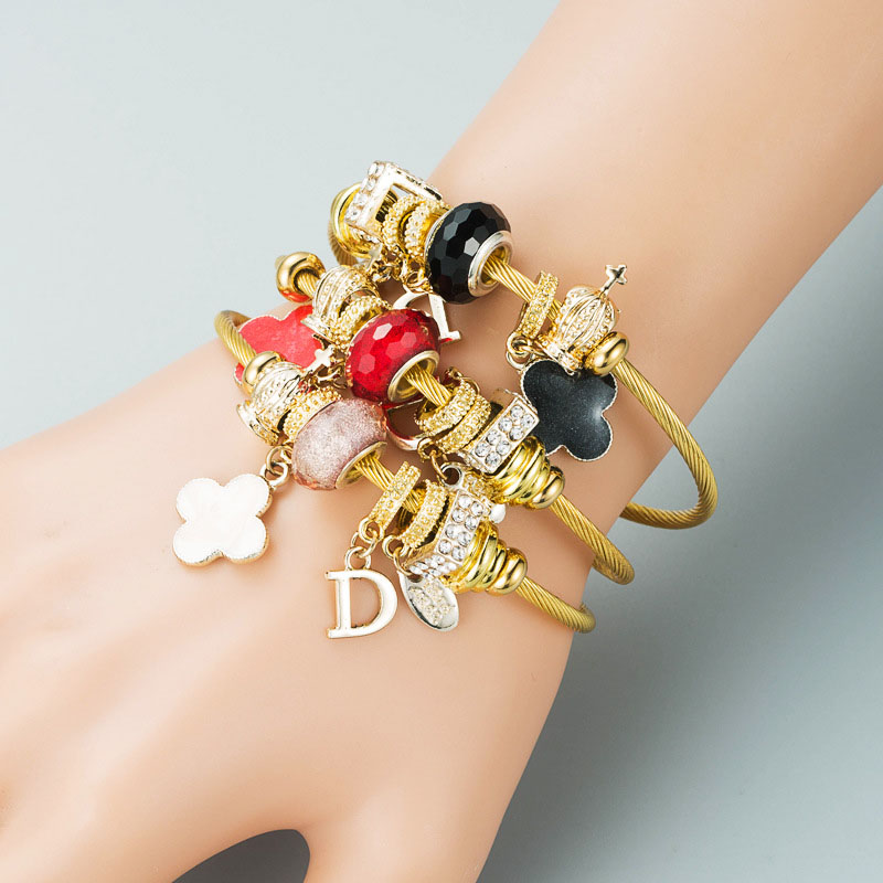 Fashion Diy Flower Letters Alloy Beads Wire Bracelets Supplier