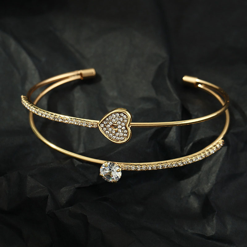 Fashion Simple Metal With Diamonds Triangle Love Bracelet Supplier