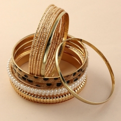 Temperament Metal Multi-layer Leopard Pearl Bracelet 12 Combination Supplier