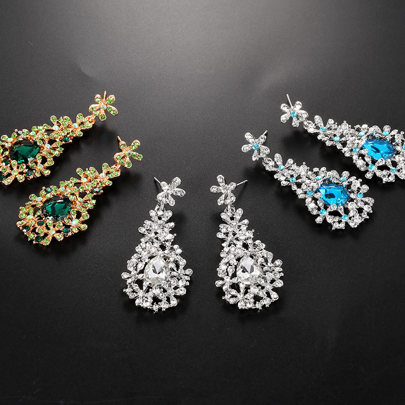 Simple Colored Glass Rhinestone Earrings Temperament Bridal Earrings Manufacturer