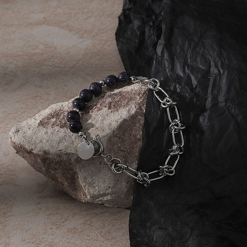 Dark Purple Original Stone Mix And Match Patchwork Titanium Steel Bracelet Supplier