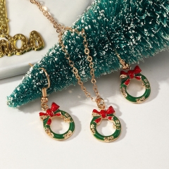 Alloy Oil Dripping Elk Snowman Girls Earrings Necklace Set Supplier