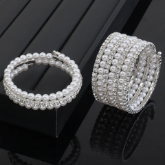 Temperament Full Diamond Open Bracelet Multi Row Claw Chain Pearl Bracelet Supplier