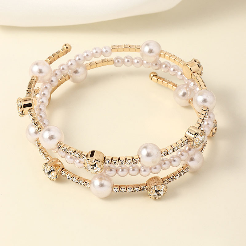 Temperament With Diamonds Elegant Pearl Bracelet Opening Adjustable Supplier