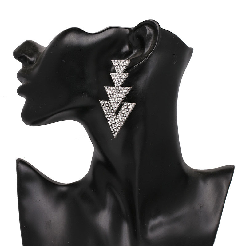 Geometric Triangle Earrings Earrings Ladies Earrings Metal Inlaid Rhinestones Distributor
