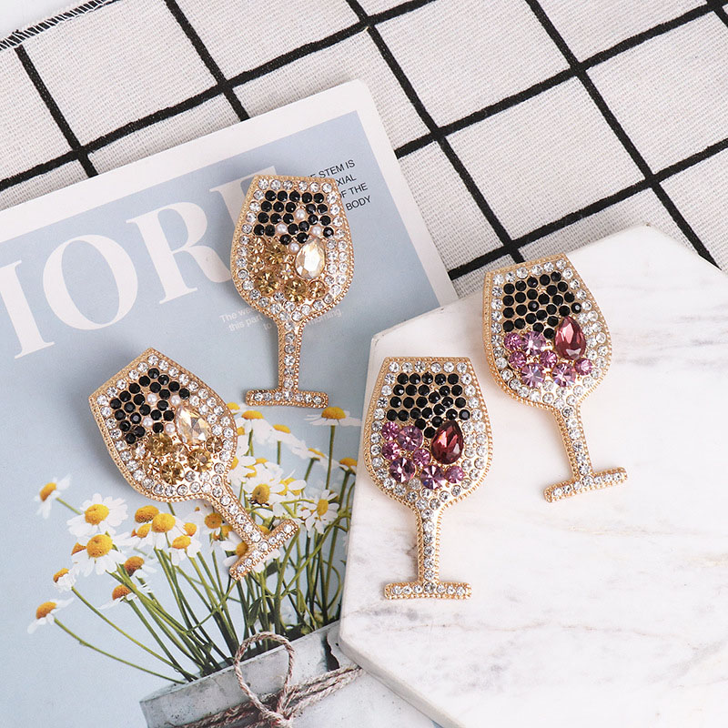 Fashion Exaggerated Wine Glass Full Of Diamonds Earrings Supplier