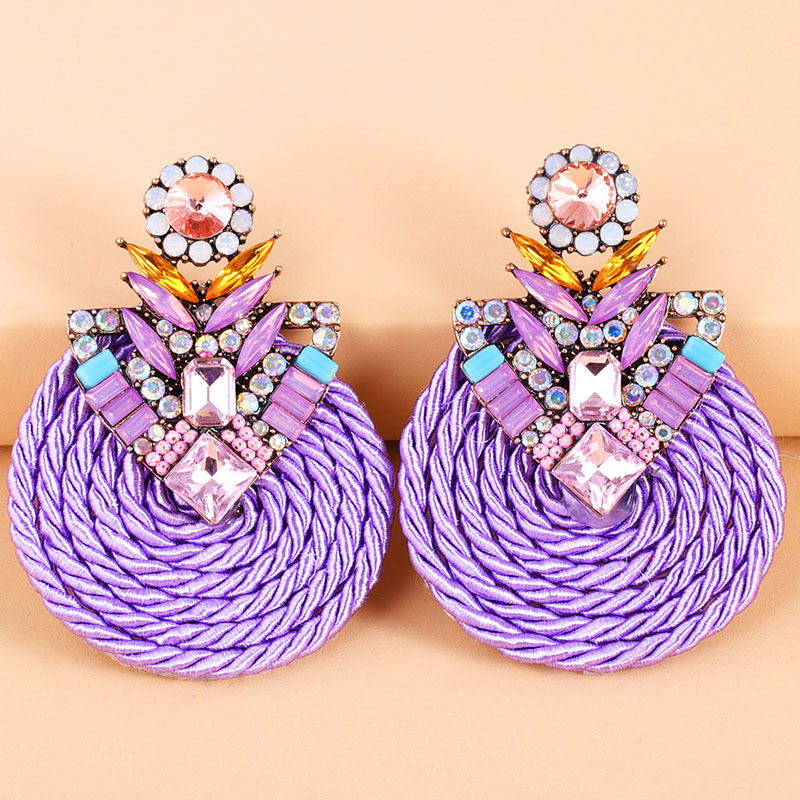 Fashionable And Versatile Rhinestone Geometric Round Earrings Exaggerated Playing Cards Earrings Distributor