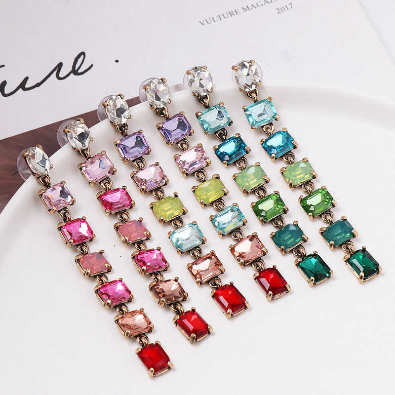 Fashion Gradient Colorful Crystal Stud Earrings Supplier