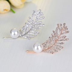 Fashion Pearl Brooch Pins Ladies With Diamonds Tree Leaves Brooch Manufacturer