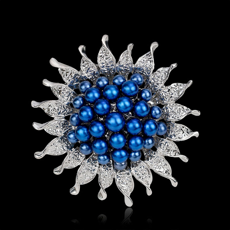 Fashion Pearl Brooch Alloy Corsage Pin Sun Flower Silk Scarf Buckle Manufacturer