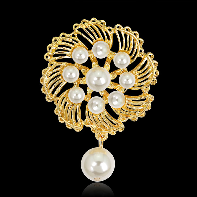 Fashion Pearl Flower Corsage Pins Alloy Brooch Manufacturer