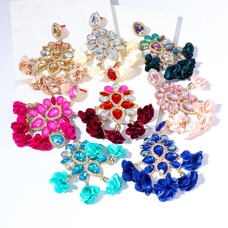 Bohemian Colorful Diamond-set Flower Female Earrings Distributor