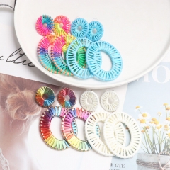 Hollow Alloy Dyed Colorful Raffia Woven Female Earrings Supplier